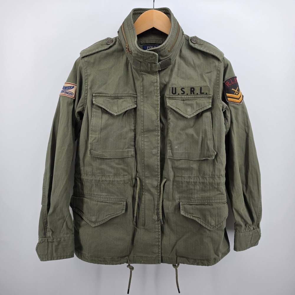 Polo Ralph Lauren Mens M-65 Military Field Jacket Olive Green USRL Patch Size M - Picture 1 of 13